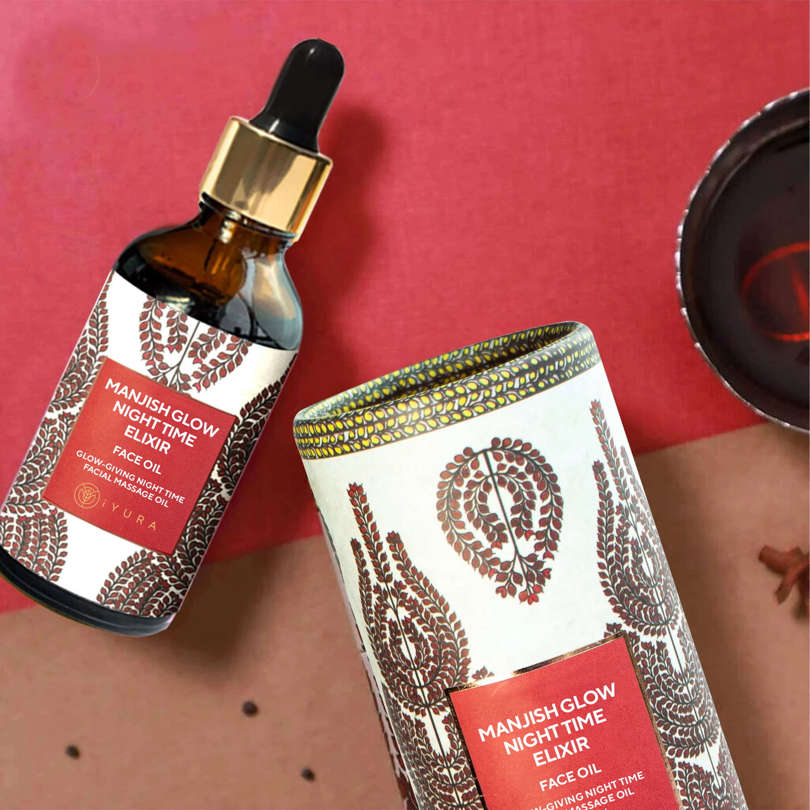 Manjish Glow Night Time Face Elixir - Ayurvedic Night-Time Facial Massage Oil with Manjistha and Liquorice