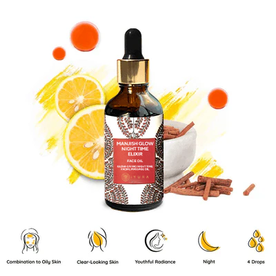 Manjish Glow Night Time Face Elixir - Ayurvedic Night-Time Facial Massage Oil with Manjistha and Liquorice
