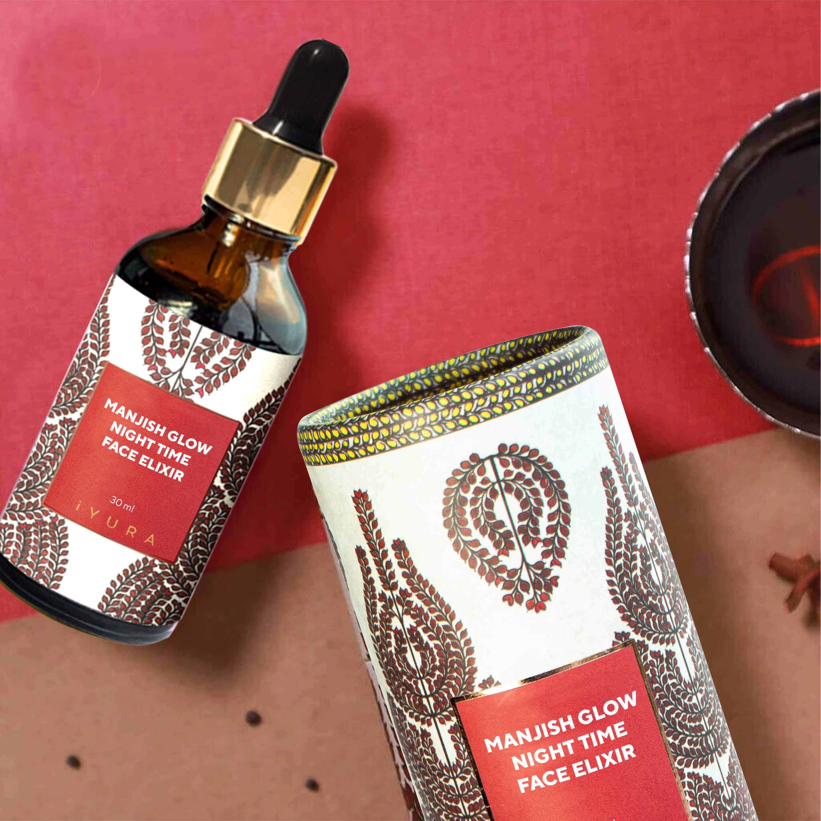 Manjish Glow Night Time Face Elixir - Ayurvedic Night-Time Facial Massage Oil with Manjistha and Liquorice