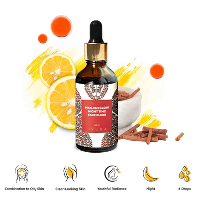 Manjish Glow Night Time Face Elixir - Ayurvedic Night-Time Facial Massage Oil with Manjistha and Liquorice